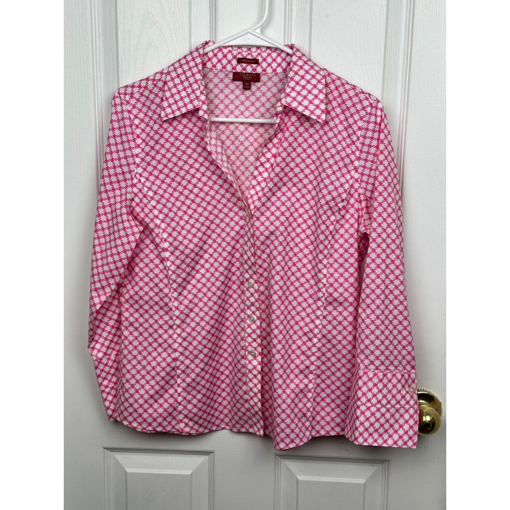 Talbots Women's Pink Diamond Blouse_Button Down